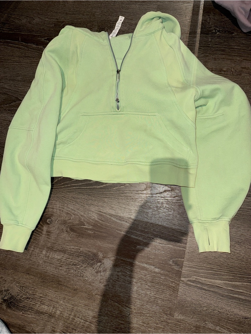 lululemon athletica scuba Cropped Half-Zip Hoodie in Light Green